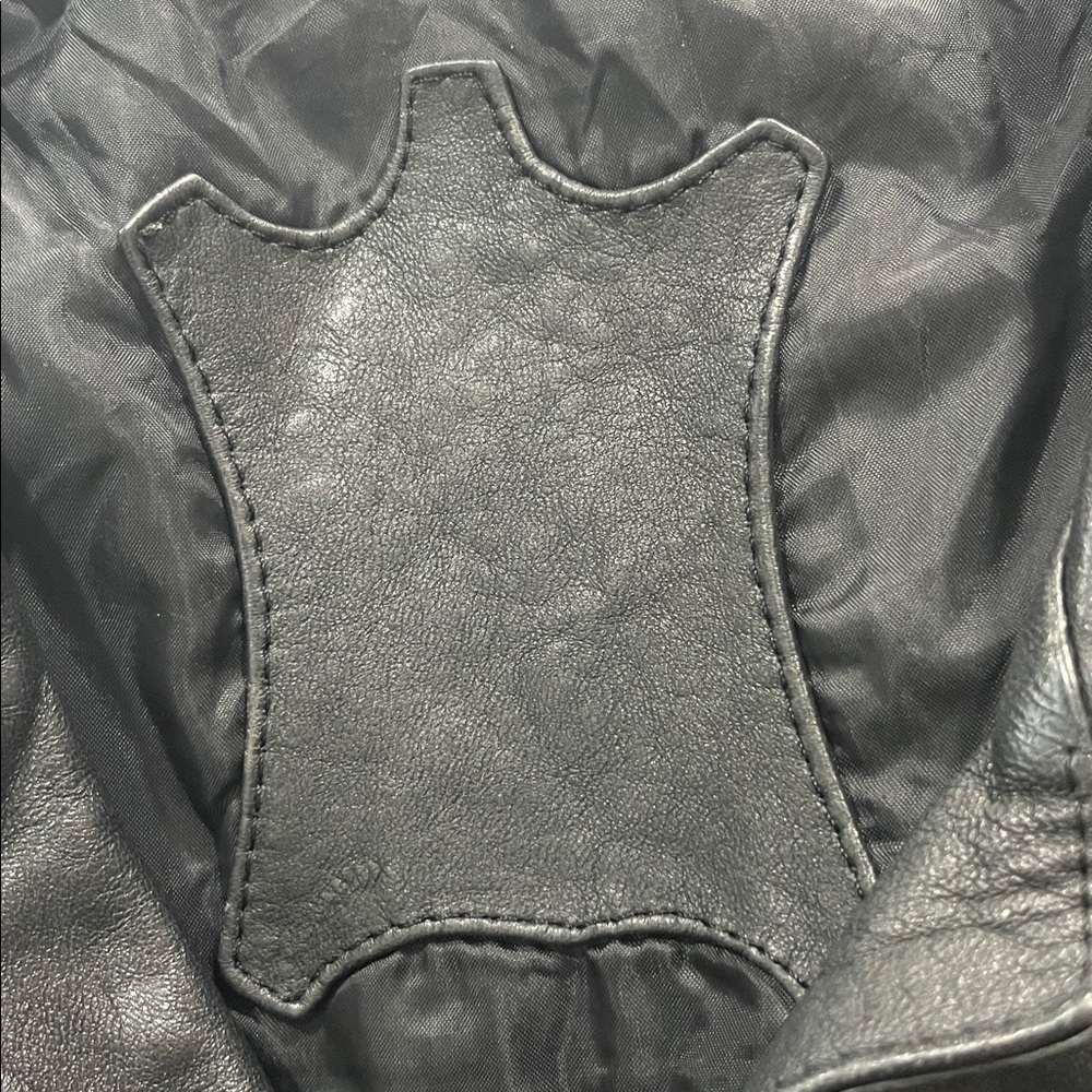 Black leather moto classic womenβs blazer jacket -M vintage - Picture 8 of 8